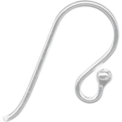 50pcs Sterling Silver Ear Wire Ball Dot French Hooks 20x10mm/ Dangle Earring Hooks (wire ~21GA or 0.7mm) #ss194-BB